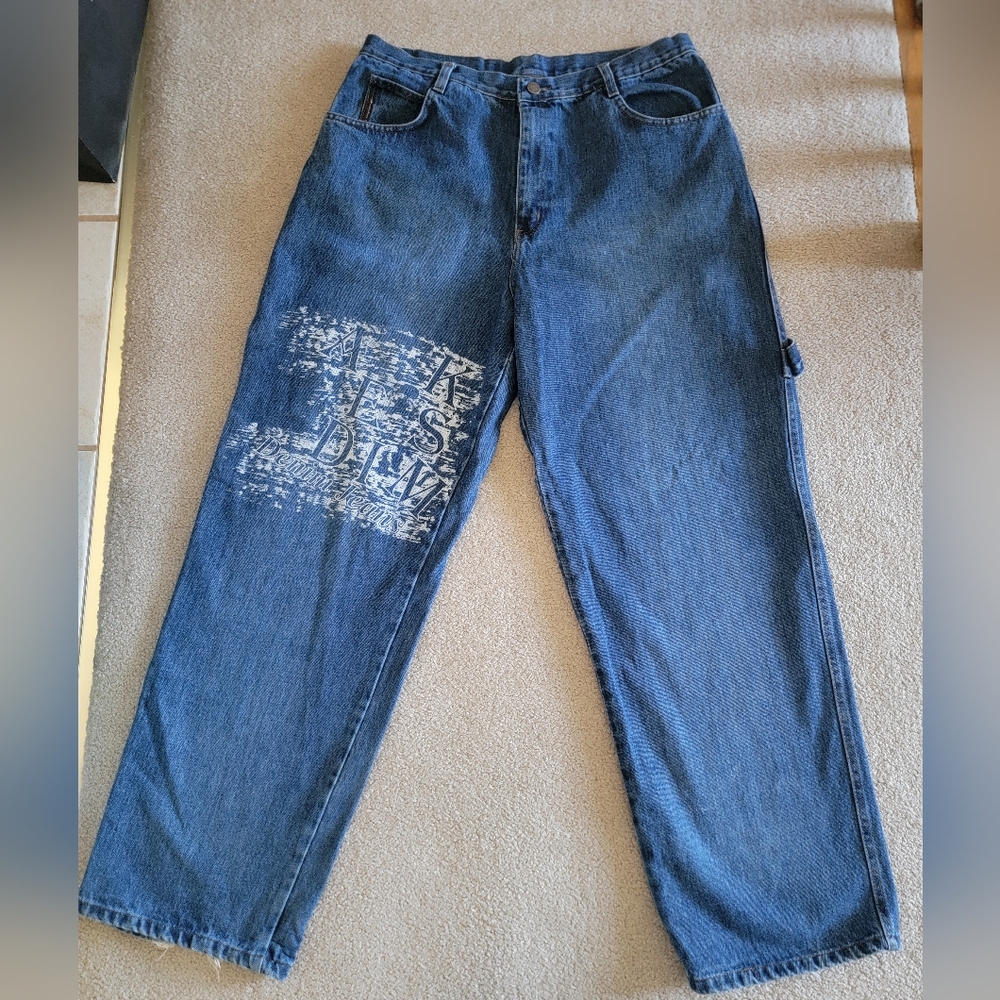 Akademiks Y2K blue denim jeans with a relaxed Baggy fit Size 36 Jnco